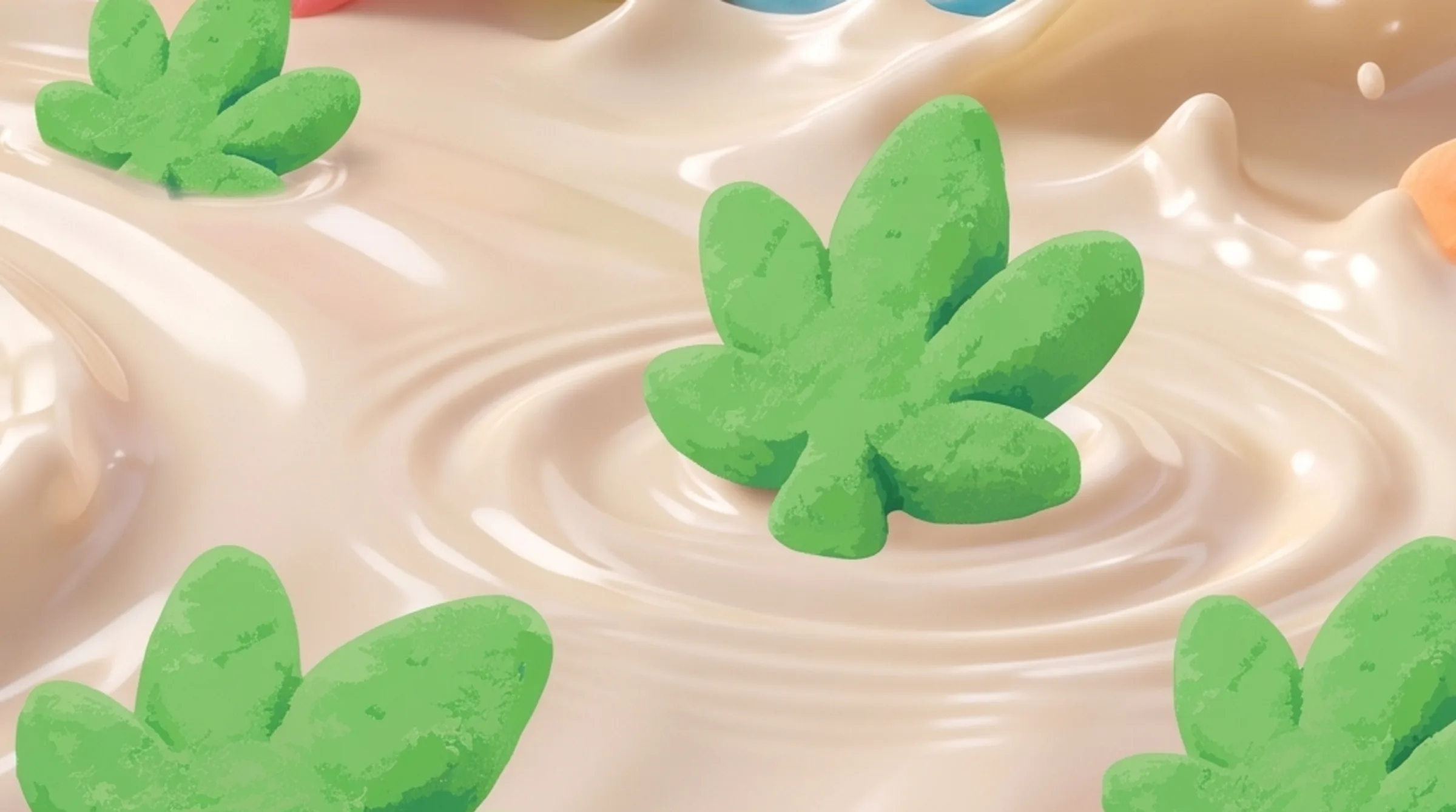 Marshmallows drifting in sweet milk
